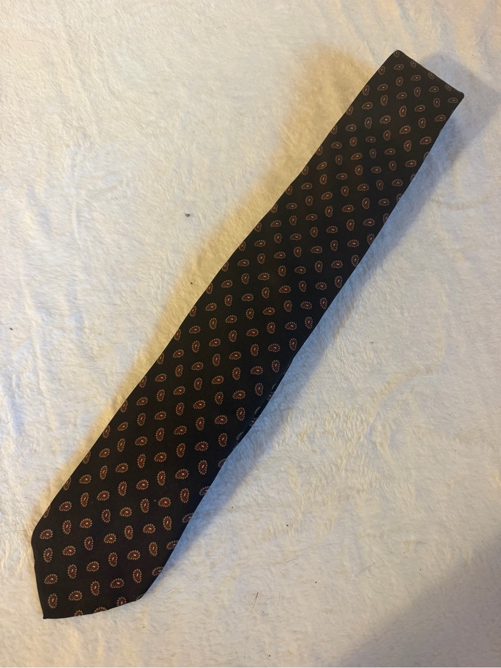 Robert Talbott Black Men's Tie with Small Red Paisley Dots